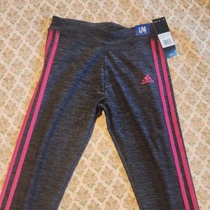 Adidas Gray Leggings with Pink Stripes